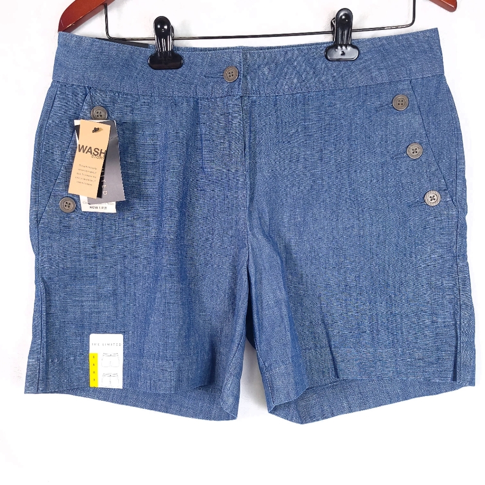 The Limited Tailored Chambray Shorts Blue NWT 8